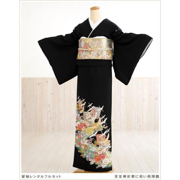 留袖レンタル ts166 黒留袖レンタル 母親 留め袖 結婚式 正絹 tomesode フルセット ...