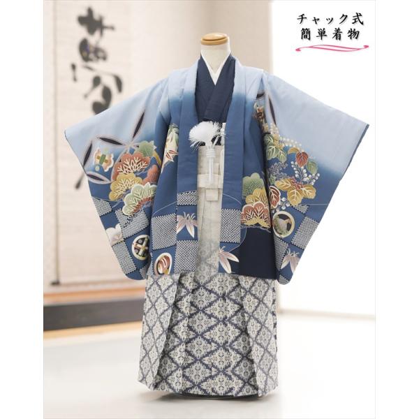 感動楽チャック着物 簡単ワンタッチ着付け 小さめ５歳 男の子 七五三 羽織袴 着物レンタル zd40...