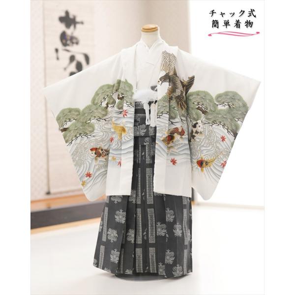 感動楽チャック着物５歳 男の子 七五三 zd5038 羽織袴 簡単ワンタッチ着付け 着物レンタル 1...