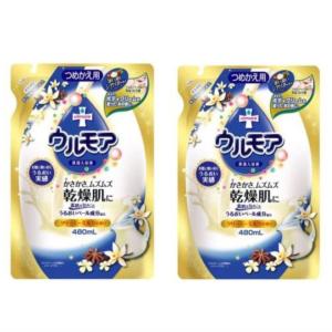 【送料無料】アース製薬 保湿入浴液 ウルモア クリーミーミルク詰替 480ml×2個セット　青　アトピー　乾燥肌｜kaimoオンラインショップ