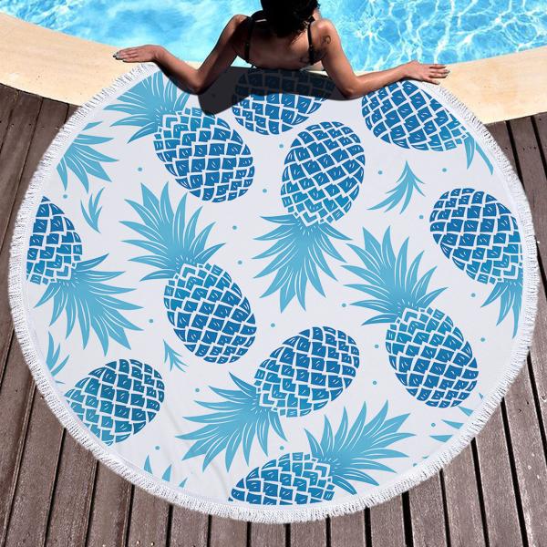 ラウンドビーチタオル　summer【ビーチマット ヨガマット バスタオル　海　ラグ　カーペット】