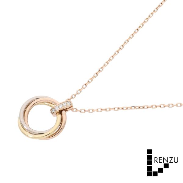 [中古]カルティエ トリニティ ダイヤモンド ネックレス スリーカラー ゴールド ホワイトゴールド/...