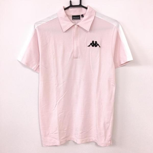 カッパ 半袖ポロシャツ ライトピンク×白 ハーフジップ  メンズ L ゴルフウェア Kappa／40...