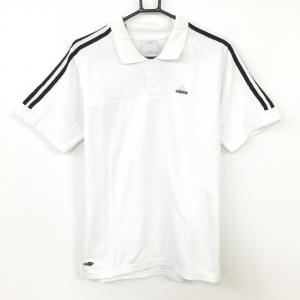 アディダス 半袖ポロシャツ 白×黒 袖3本ライン  メンズ M ゴルフウェア adidas／80%OFF価格｜reonard