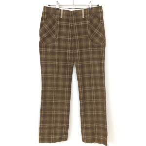 ゾーイ コーデュロイパンツ ブラウン×ベージュ チェック柄 レディース 40(L) ゴルフウェア ZOY （美品）／80%OFF価格