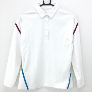 CPG GOLF 【新品】CPG 長袖ポロシャツ 白 ロゴ地模様 斜めストライプ調