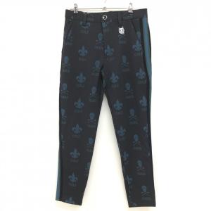 マークアンドロナ パンツ グレー×白 ヴィンテージ風ロゴ総柄 メンズ S