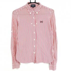 PEARLY GATES ストライプシャツ PEARLY GATES パーリーゲイツ 長袖シャツ ピンク×黒 ストライプ
