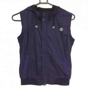 【超美品】ヒールクリーク フード付ベスト パープル 裏メッシュ ドローコード レディース 40 ゴルフウェア Heal Creek／50%OFF価格