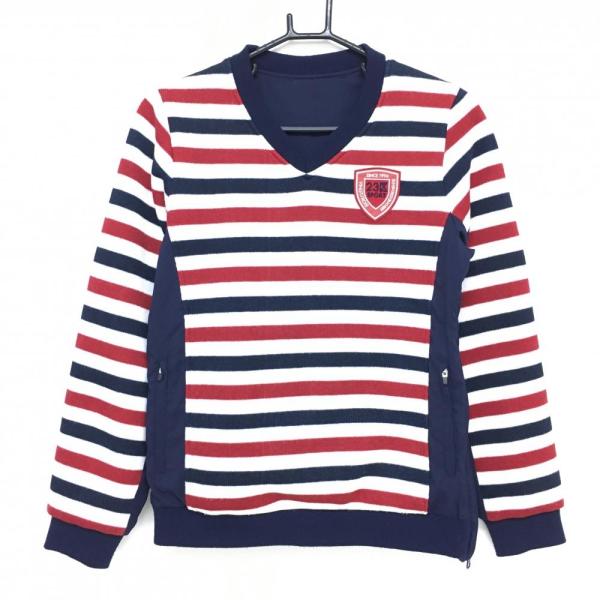 23区スポーツ 切替リバーシブルスニード ネイビー×白×レッド ボーダー Vネック レディース I(...