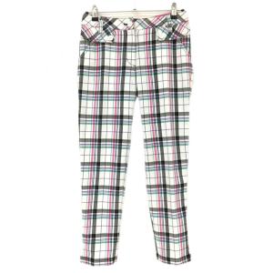 【超美品】and per se 春夏用総柄パンツ サイズXL 送料込 and per se（アンパスィ） パンツ ピンク×白 総柄 ストレッチ