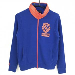 パーリーゲイツ 2WAYダウンベスト 蛍光オレンジ ロゴ型押し フード着脱