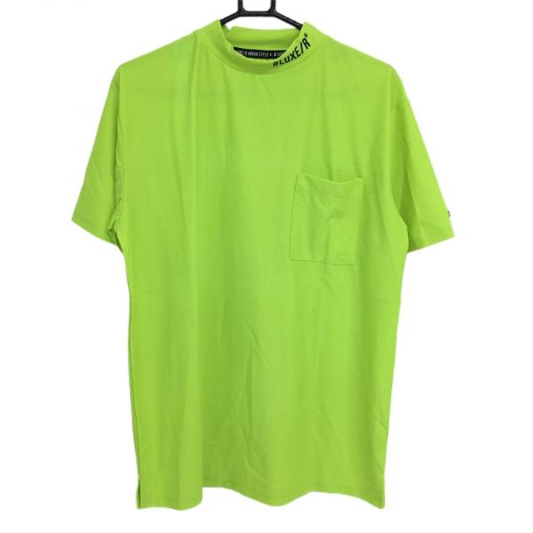 【美品】ラグジュ 半袖ハイネックシャツ ライムグリーン 胸ポケット  メンズ XL ゴルフウェア L...