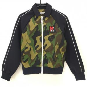 新品】マークアンドロナ 中綿ジップパーカー 黒×白 前面・フード 新品】マークアンドロナ 中綿ジップパーカー 黒×白 前面・フード