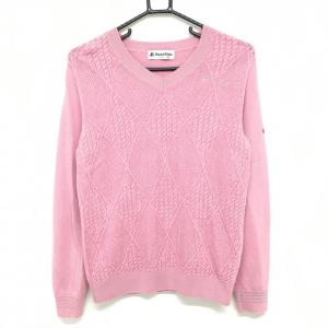 Munsingwear ニットセーター LL ピンク/ホワイト Munsingwear（マンシングウェア） フード付きニットセーター