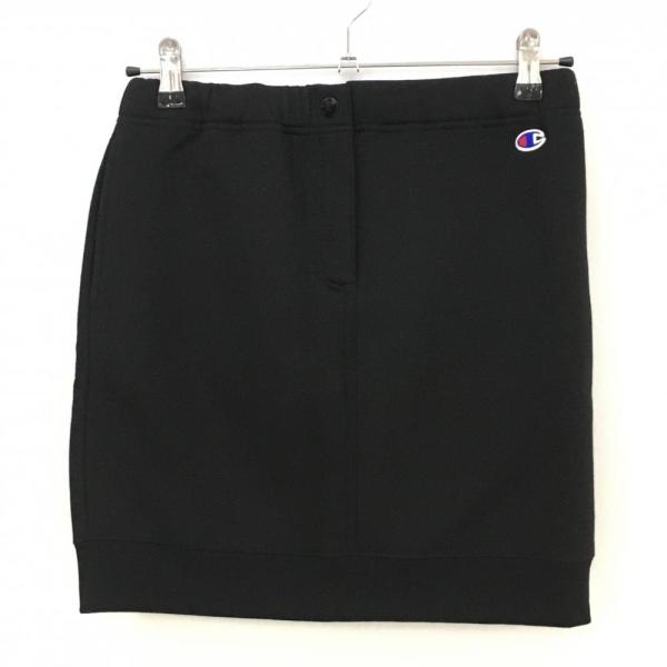 チャンピオン スカート 黒 ロゴワッペン ストレッチ 内側インナーパンツ レディース MEDIUM ...