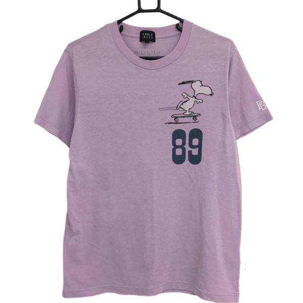 【美品】パーリーゲイツ×PEANUTS Tシャツ ライトパープル スヌーピー 日本製 メンズ 4(M...