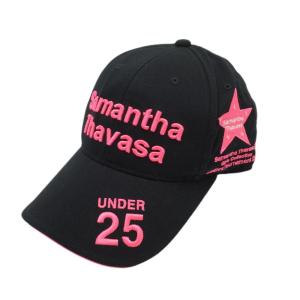 サマンサタバサ UNDER25 キャップ 黒×ピンク 立体ロゴ刺しゅう F 