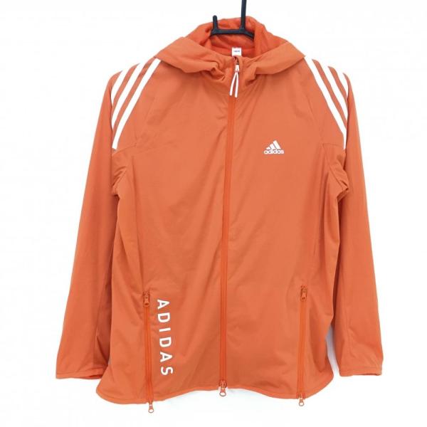 アディダス ジップパーカー オレンジ×白 裏地メッシュ ブルゾン レディース M ゴルフウェア 20...