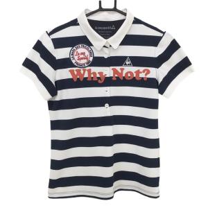 パーリーゲイツ 半袖ポロシャツ ブルー×白 ボーダー スマイル ニコ