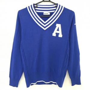 新品】マークアンドロナ セーター 黒×白 ニット パール調ロゴ 裏地付