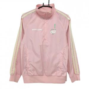 パーリーゲイツ ジャケットブルゾン ピンク×白 ハーフジップ 袖ライン レディース 1(M) ゴルフウェア PEARLY GATES