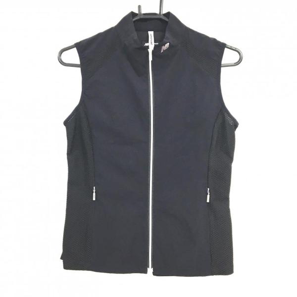 【超美品】ニューバランスゴルフ アウターベスト 黒 サイドメッシュ 薄手 切替素材 レディース 0(...