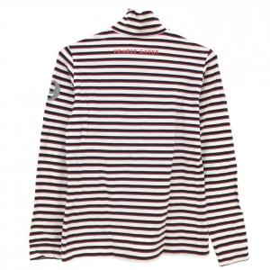 パーリーゲイツ 長袖ハイネックシャツ 白×レッド ボーダー コットン混 レディース 1(M) ゴルフウェア PEARLY GATES