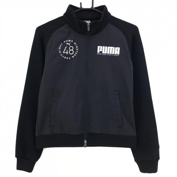 【新品】プーマ 異素材ジャケット 黒×白 ネック・袖ニット 裏微起毛  レディース S ゴルフウェア...