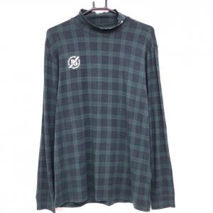 パーリーゲイツ 長袖ハイネックシャツ グリーン×ネイビー チェック 微起毛 メンズ 6(XL) ゴルフウェア PEARLY GATES