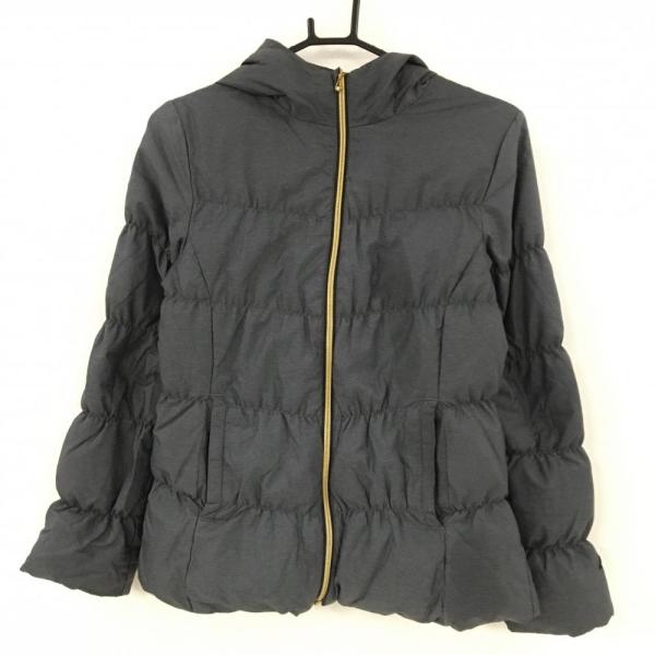カッパ ダウンジャケット 杢グレー フード内側ドット 袖ロゴワッペン ダウン80％ レディース M ...