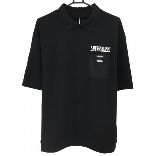 【新品】マークアンドロナ 襟付き半袖シャツ 黒 胸ポケット CODE メンズ 48(L) ゴルフウェ...