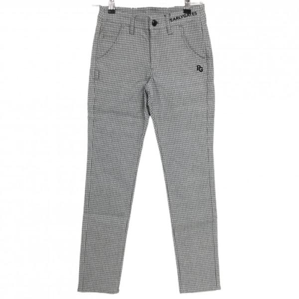 【新品】パーリーゲイツ パンツ 黒×白 総柄 ロゴ刺しゅう ストレッチ レディース 1(M) ゴルフ...