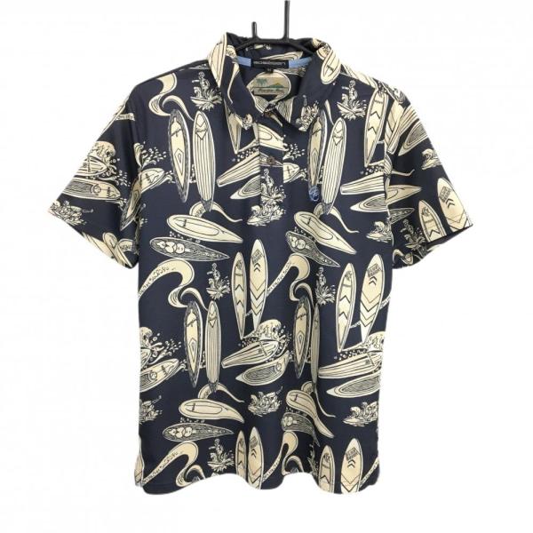 【超美品】ロサーセン 半袖ポロシャツ グレー×イエロー系 総柄 Hawaiian Moon メンズ ...