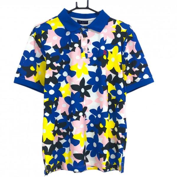 【美品】ケージーアレックス 半袖ポロシャツ ブルー×ピンク×イエロー 花柄 キスオンザグリーン メン...