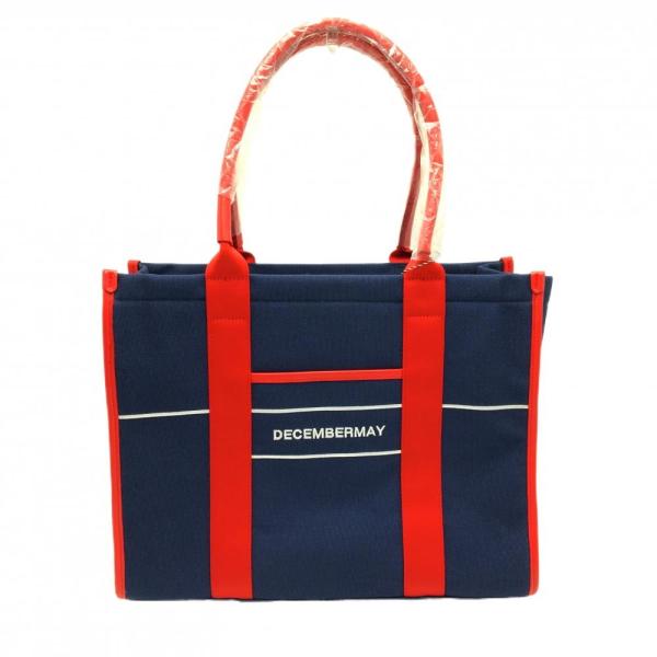 【新品】ディセンバーメイ トートバッグ ネイビー×レッド 内外ポケットゴルフ DECEMBERMAY