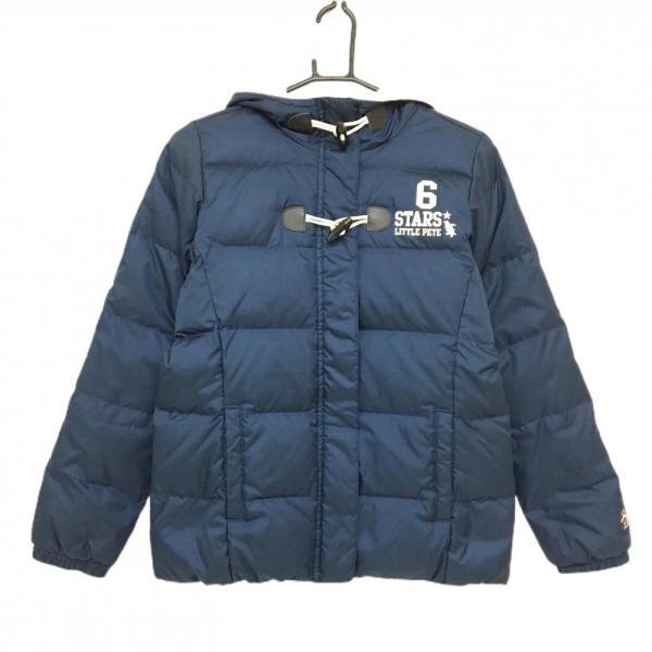 マンシングウェア フード付きダウンジャケット ネイビー×白 フード内側ボア レディース M ゴルフウ...