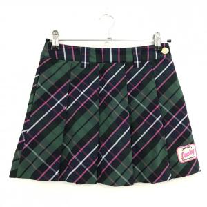【美品】サマンサタバサ プリーツスカート グリーン×ネイビー チェック レディース 36(S) ゴルフウェア Samantha Thavasa