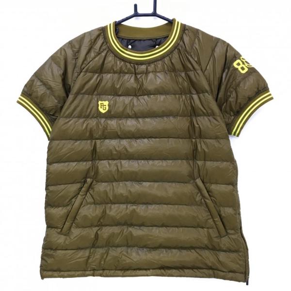 【新品】パーリーゲイツ 半袖ダウンスニード カーキ×イエロー 軽量ナイロン ブルゾン  レディース ...