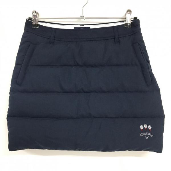 【美品】キャロウェイ ダウンスカート ネイビー ロゴ刺しゅう ダウン80％ レディース L ゴルフウ...