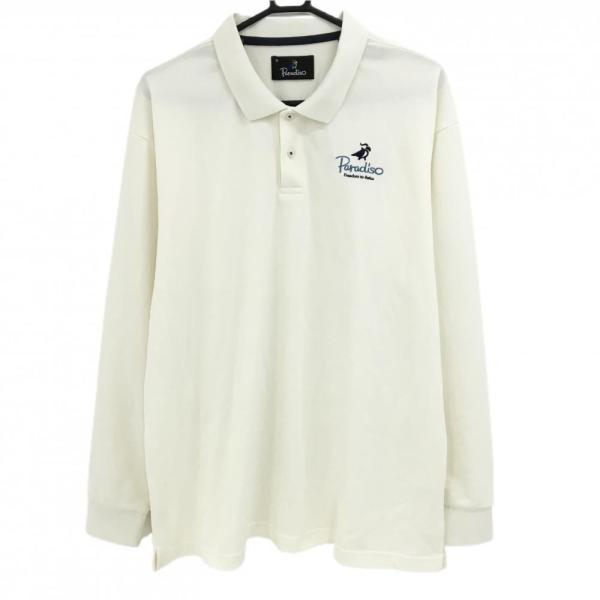 パラディーゾ 長袖ポロシャツ 白 ロゴ刺しゅう  メンズ 3L ゴルフウェア 大きいサイズ Para...