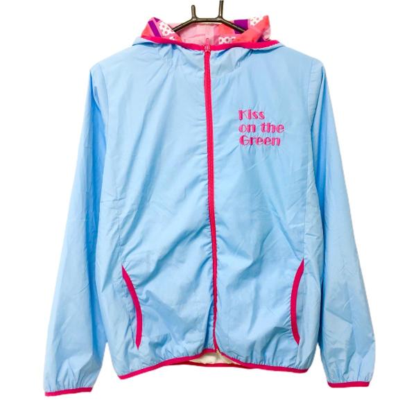 【新品】キスオンザグリーン ジップパーカー ライトブルー×ピンク 裏起毛 撥水 レディース 2(M)...
