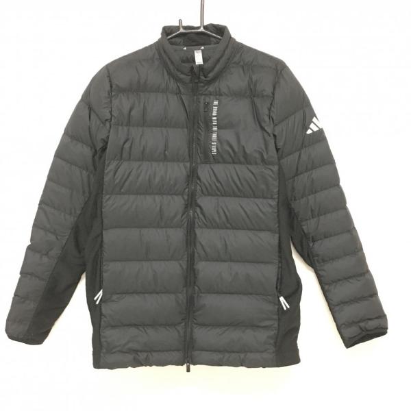 【美品】アディダス 切替ダウンジャケット 黒 ロゴ刺しゅう メンズ L ゴルフウェア 2024年モデ...