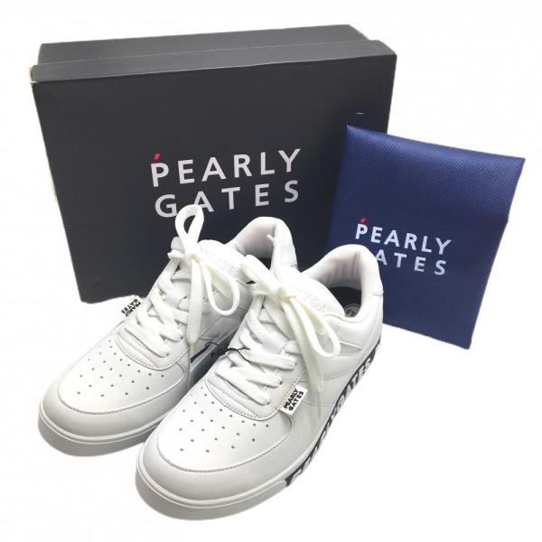 【新品】パーリーゲイツ ゴルフシューズ 白×ネイビー 053-1192304 英字ロゴ レディース ...