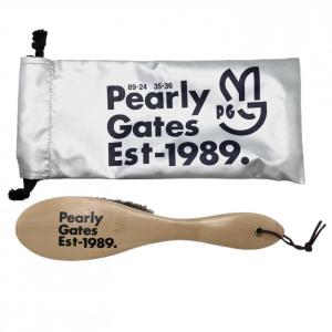 【未使用品】パーリーゲイツ 2点セット(ブラシ×巾着) シルバー×ダークネイビー ゴルフ ノベルティ PEARLY GATES