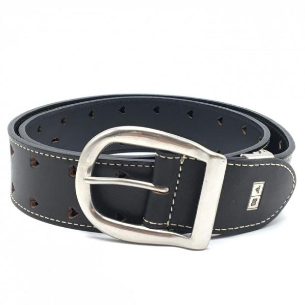 【美品】アディダス ベルト 黒 シルバーバックル ベルト穴ハート型  レディース  ゴルフウェア a...