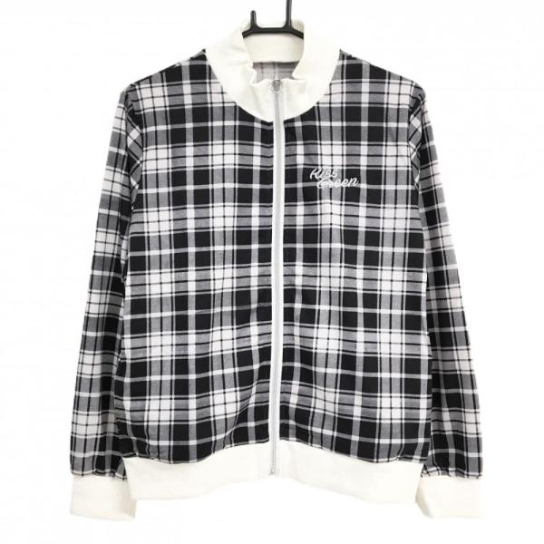 【新品】キスオンザグリーン ブルゾン 白×黒 チェック ストレッチ  レディース 2(M) ゴルフウ...