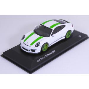 ミニチャンプス 特注 1/43 ポルシェ 911R 991 2016 ホワイト グリーンストライプ ...