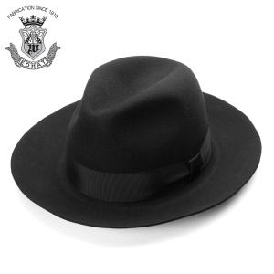 黒いウールボウler　ハット　メンズ レッター フェルトハット Wool Fedora（ウールフェドラ） ブラック