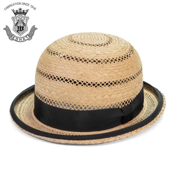 ボーラーハット 夏 メンズ ストローハット ダービーハット 帽子 麦わら帽子 ブランド EDHAT ...